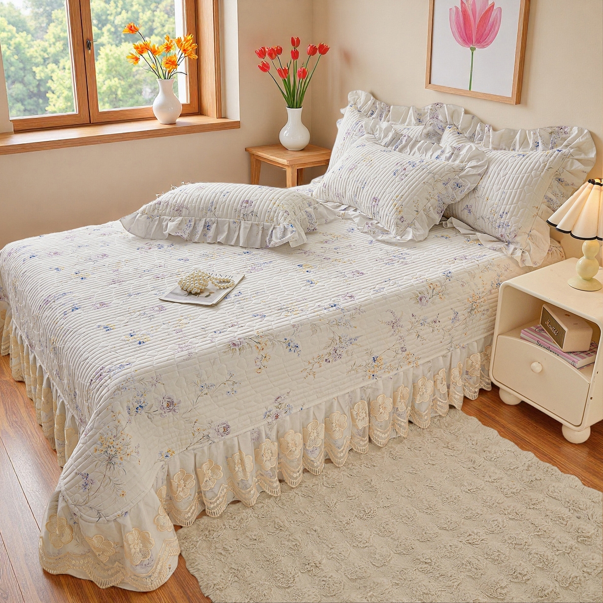 91家纺网 家纺一手货源 找家纺 宜凡家纺 2026新款全棉数码印花床盖四件套④号系列 悦色