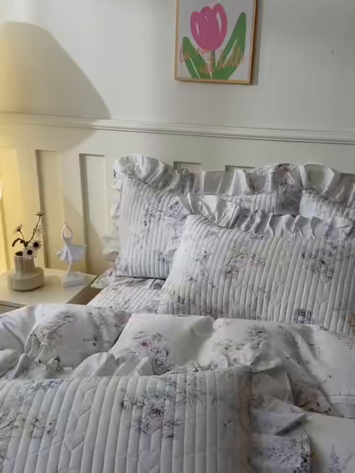 91家纺网 家纺一手货源 找家纺 宜凡家纺 2026新款全棉数码印花床盖四件套④号系列 悦色