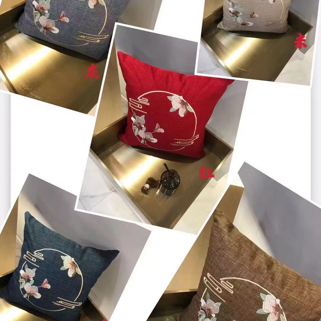 91家纺网 家纺一手货源 找家纺 （总）多米家居 2026新款多丽丝麻绣花定制红木坐垫、抱枕、桌旗，海绵，乳胶（定制尺寸联系商家）