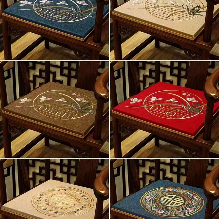 91家纺网 家纺一手货源 找家纺 （总）多米家居 2026新款多丽丝麻绣花定制红木坐垫、抱枕、桌旗，海绵，乳胶（定制尺寸联系商家）