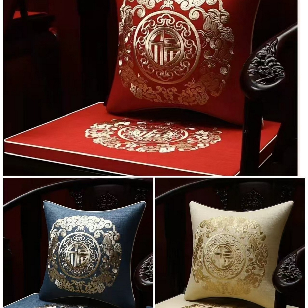 91家纺网 家纺一手货源 找家纺 （总）多米家居 2026新款多丽丝麻绣花定制红木坐垫、抱枕、桌旗，海绵，乳胶（定制尺寸联系商家）