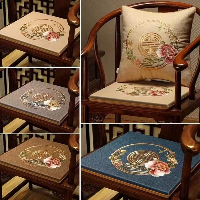 91家纺网 家纺一手货源 找家纺 （总）多米家居 2026新款多丽丝麻绣花定制红木坐垫、抱枕、桌旗，海绵，乳胶（定制尺寸联系商家）