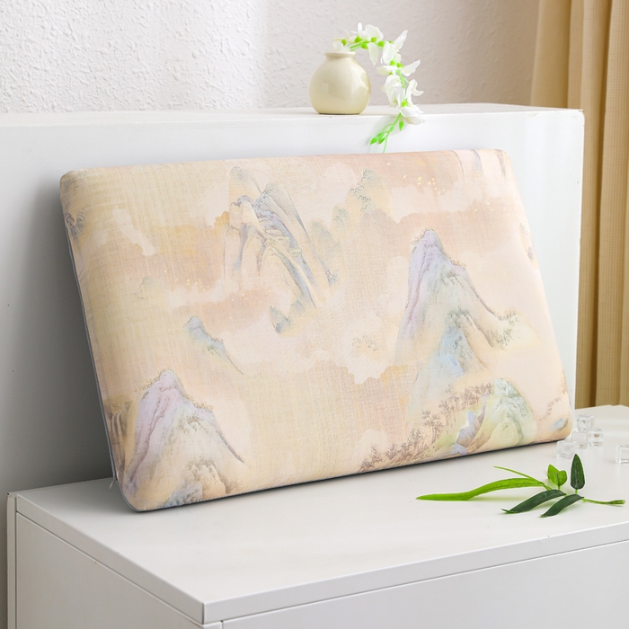 91家纺网 家纺一手货源 找家纺 （总）仁宇枕业 2026新款新品盛世牡丹薄荷印花方形记忆枕头枕芯