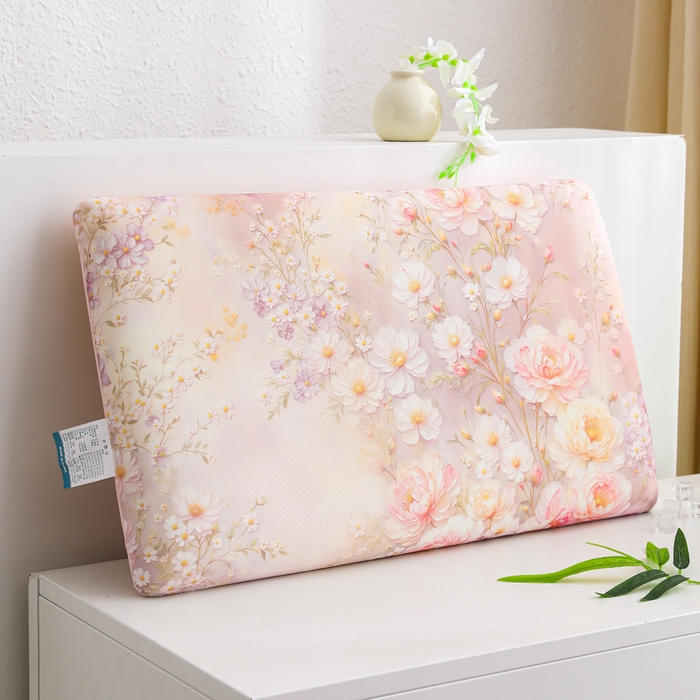 91家纺网 家纺一手货源 找家纺 （总）仁宇枕业 2026新款新品盛世牡丹薄荷印花方形记忆枕头枕芯