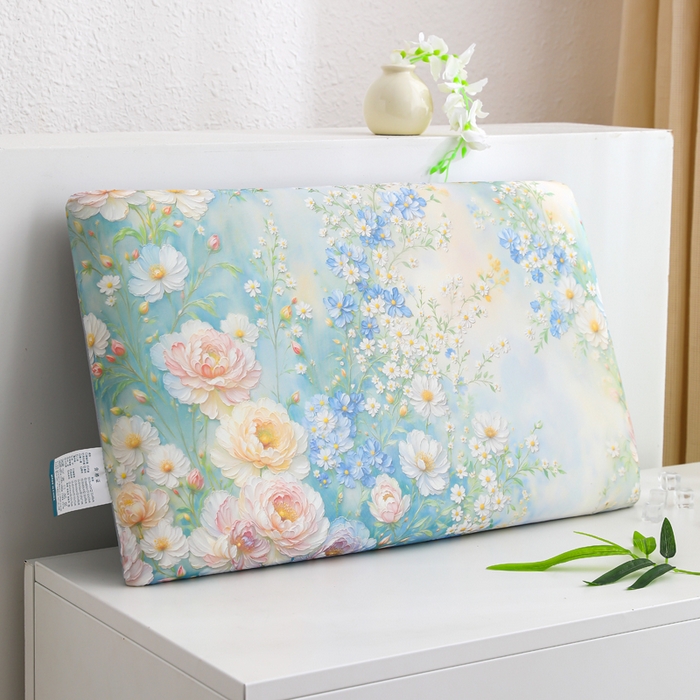 91家纺网 家纺一手货源 找家纺 （总）仁宇枕业 2026新款新品盛世牡丹薄荷印花方形记忆枕头枕芯