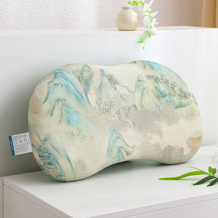 91家纺网 家纺一手货源 找家纺 （总）仁宇枕业 20269新款新品夏季凉感丝国色天香薄荷印花猫肚记忆枕头枕芯