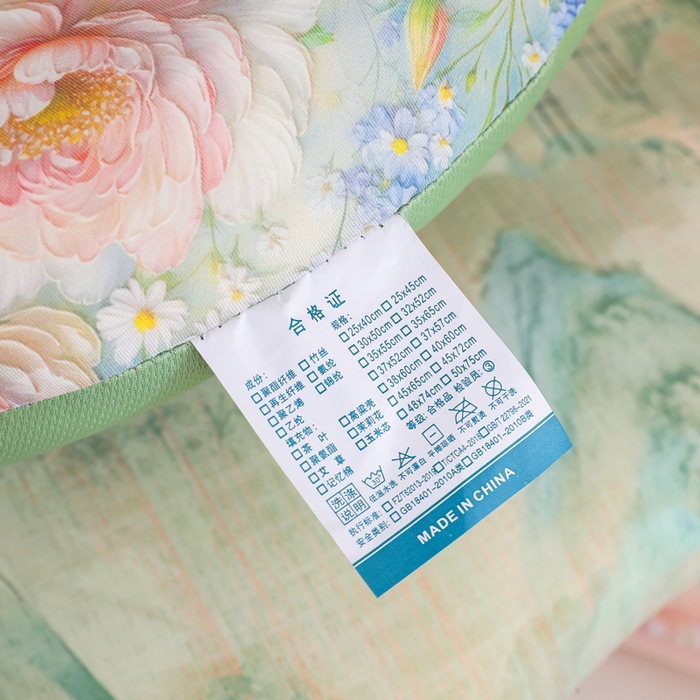 91家纺网 家纺一手货源 找家纺 （总）仁宇枕业 20269新款新品夏季凉感丝国色天香薄荷印花猫肚记忆枕头枕芯