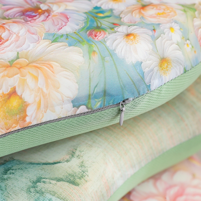 91家纺网 家纺一手货源 找家纺 （总）仁宇枕业 20269新款新品夏季凉感丝国色天香薄荷印花猫肚记忆枕头枕芯