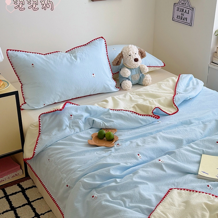 91家纺网 家纺一手货源 找家纺 （总）顾里家纺 2026新款韩风刺绣云朵棉夏被夏凉被空调被