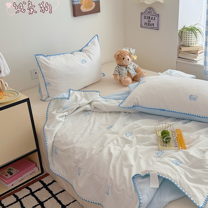 91家纺网 家纺一手货源 找家纺 （总）顾里家纺 2026新款韩风刺绣云朵棉夏被夏凉被空调被