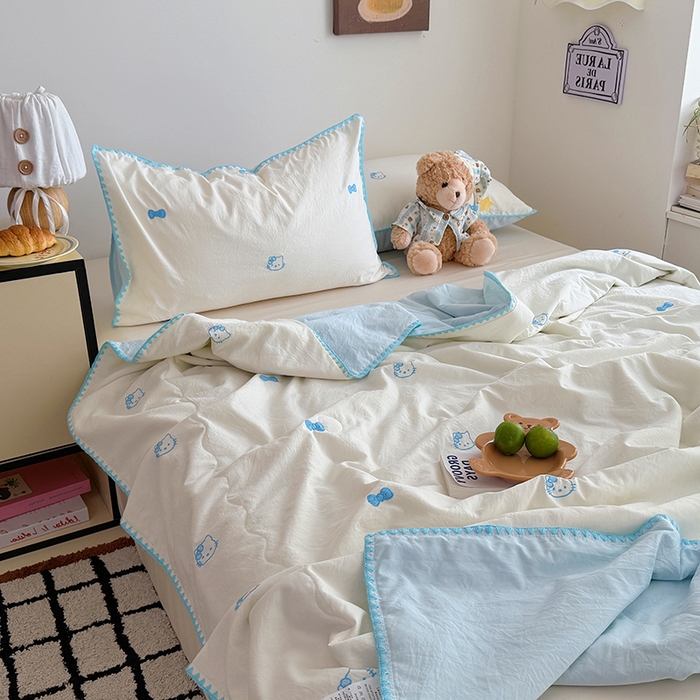 顾里家纺 2026新款韩风刺绣云朵棉夏被夏凉被空调被 线条狗