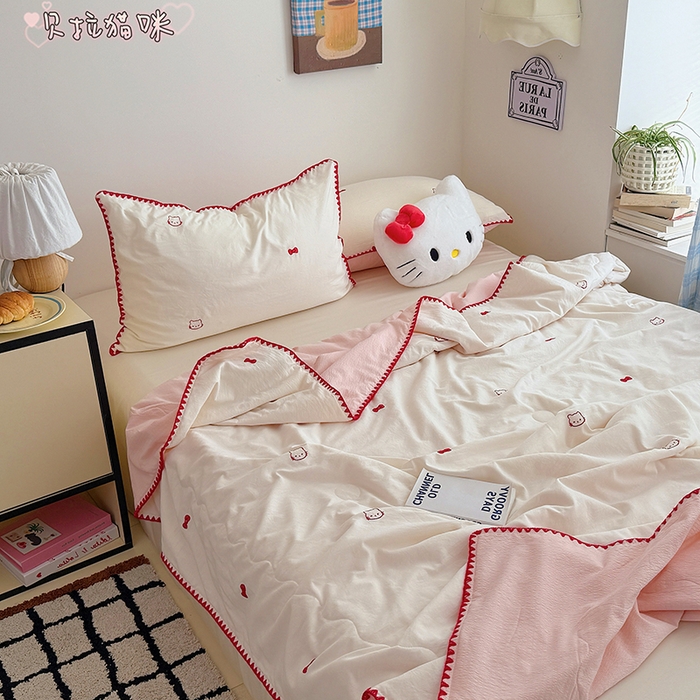 顾里家纺 2026新款韩风刺绣云朵棉夏被夏凉被空调被 贝拉猫咪