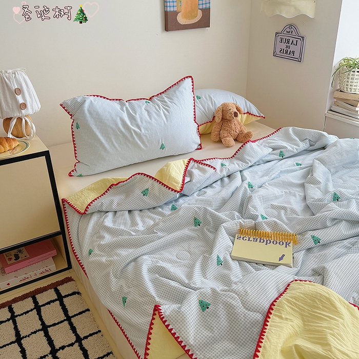 顾里家纺 2026新款韩风刺绣云朵棉夏被夏凉被空调被 圣诞树