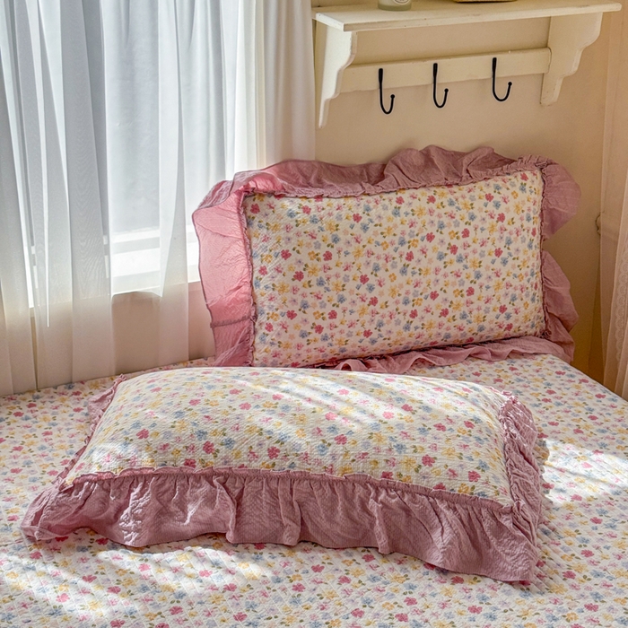 91家纺网 家纺一手货源 找家纺 （总）仟网汇 2026新款密拷花边款法式泡芙纱夏被四件套夏被床盖四件套