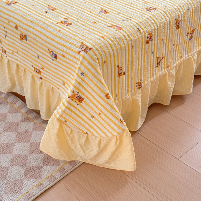 91家纺网 家纺一手货源 找家纺 仟网汇 2026新款密拷花边款法式泡芙纱夏被四件套夏被床盖四件套 梦幻星人