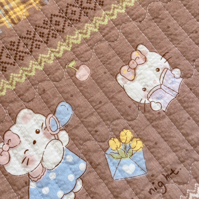 91家纺网 家纺一手货源 找家纺 仟网汇 2026新款密拷花边款法式泡芙纱夏被四件套夏被床盖四件套 奶糖猫咪