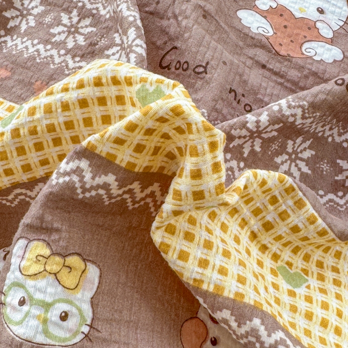 91家纺网 家纺一手货源 找家纺 仟网汇 2026新款密拷花边款法式泡芙纱夏被四件套夏被床盖四件套 奶糖猫咪