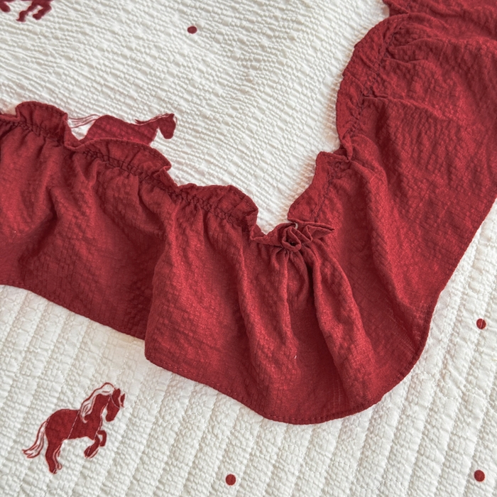 91家纺网 家纺一手货源 找家纺 仟网汇 2026新款密拷花边款法式泡芙纱夏被四件套夏被床盖四件套 马到成功