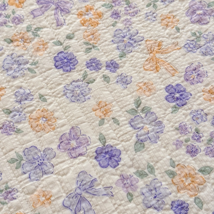 91家纺网 家纺一手货源 找家纺 仟网汇 2026新款密拷花边款法式泡芙纱夏被四件套夏被床盖四件套 紫罗兰