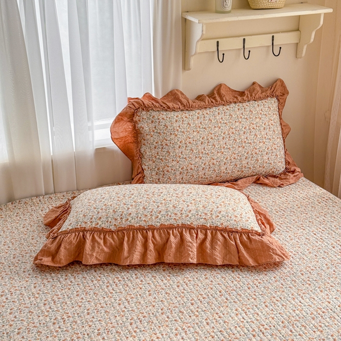 91家纺网 家纺一手货源 找家纺 仟网汇 2026新款密拷花边款法式泡芙纱夏被四件套夏被床盖四件套 好柿发生