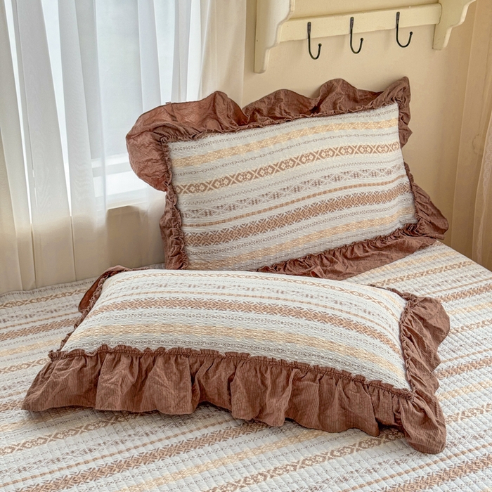 91家纺网 家纺一手货源 找家纺 仟网汇 2026新款密拷花边款法式泡芙纱夏被四件套夏被床盖四件套 波西米亚