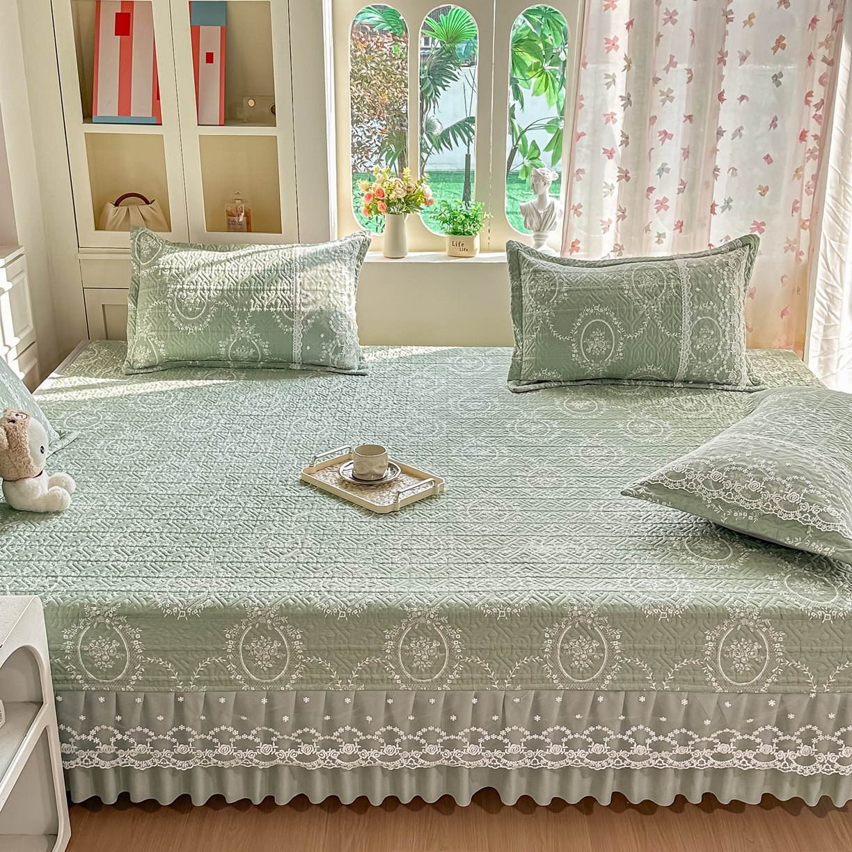 91家纺网 家纺一手货源 找家纺 （总）手艺人家纺 2026新款四季通用榻榻米纯棉床盖专用防滑夹棉绗缝床单坑盖炕罩垫子可机洗定制