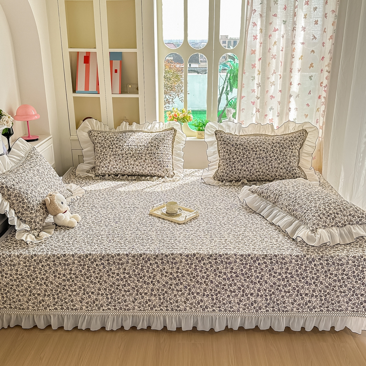 91家纺网 家纺一手货源 找家纺 手艺人家纺 2026新款四季通用榻榻米纯棉床盖专用防滑夹棉绗缝床单坑盖炕罩垫子可机洗定制 花田梦