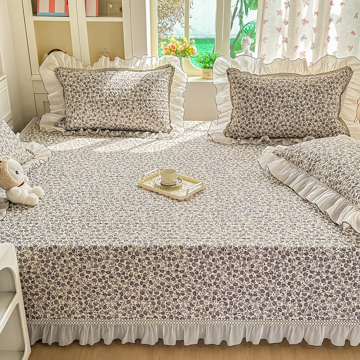 91家纺网 家纺一手货源 找家纺 手艺人家纺 2026新款四季通用榻榻米纯棉床盖专用防滑夹棉绗缝床单坑盖炕罩垫子可机洗定制 花田梦