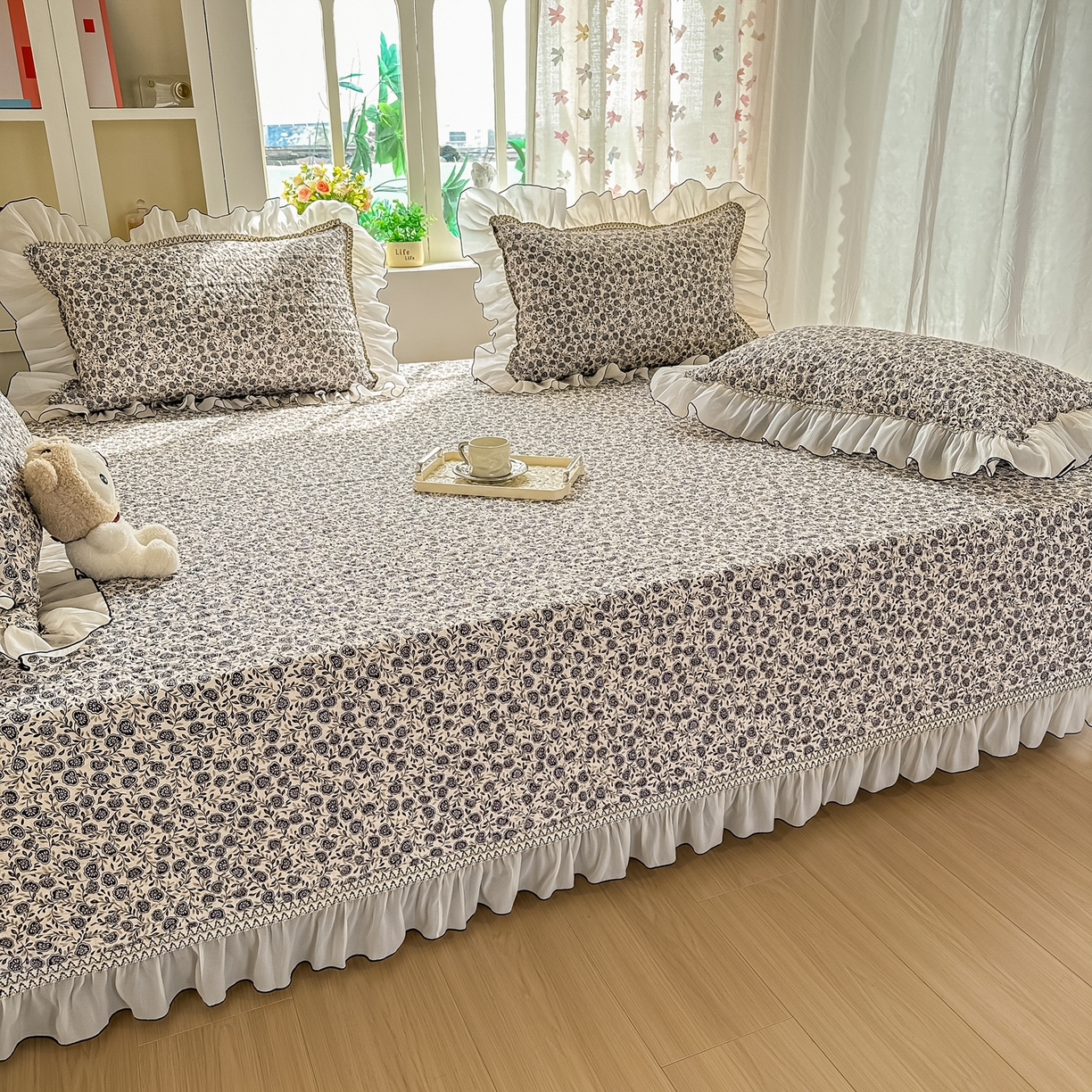 91家纺网 家纺一手货源 找家纺 手艺人家纺 2026新款四季通用榻榻米纯棉床盖专用防滑夹棉绗缝床单坑盖炕罩垫子可机洗定制 花田梦