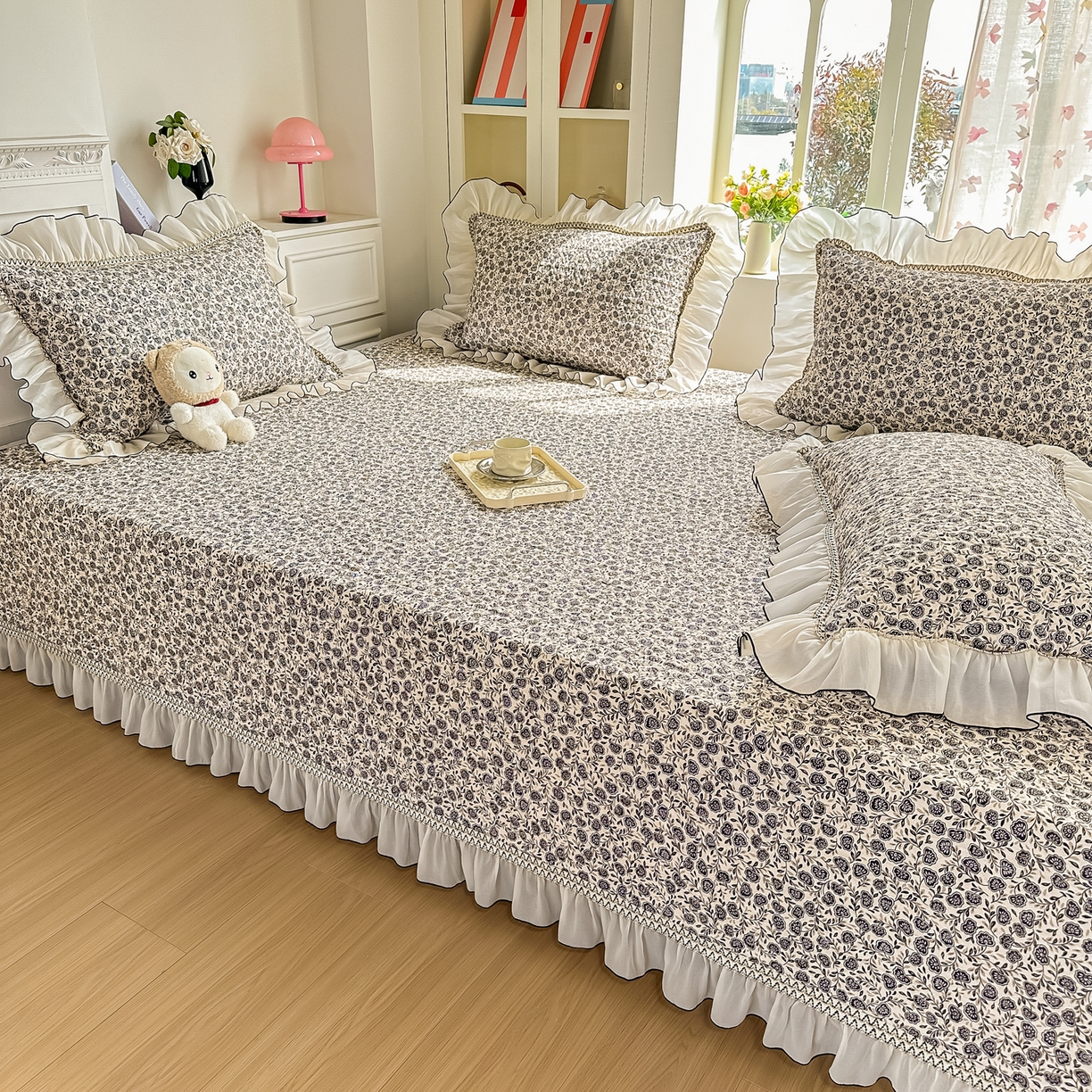 91家纺网 家纺一手货源 找家纺 手艺人家纺 2026新款四季通用榻榻米纯棉床盖专用防滑夹棉绗缝床单坑盖炕罩垫子可机洗定制 花田梦