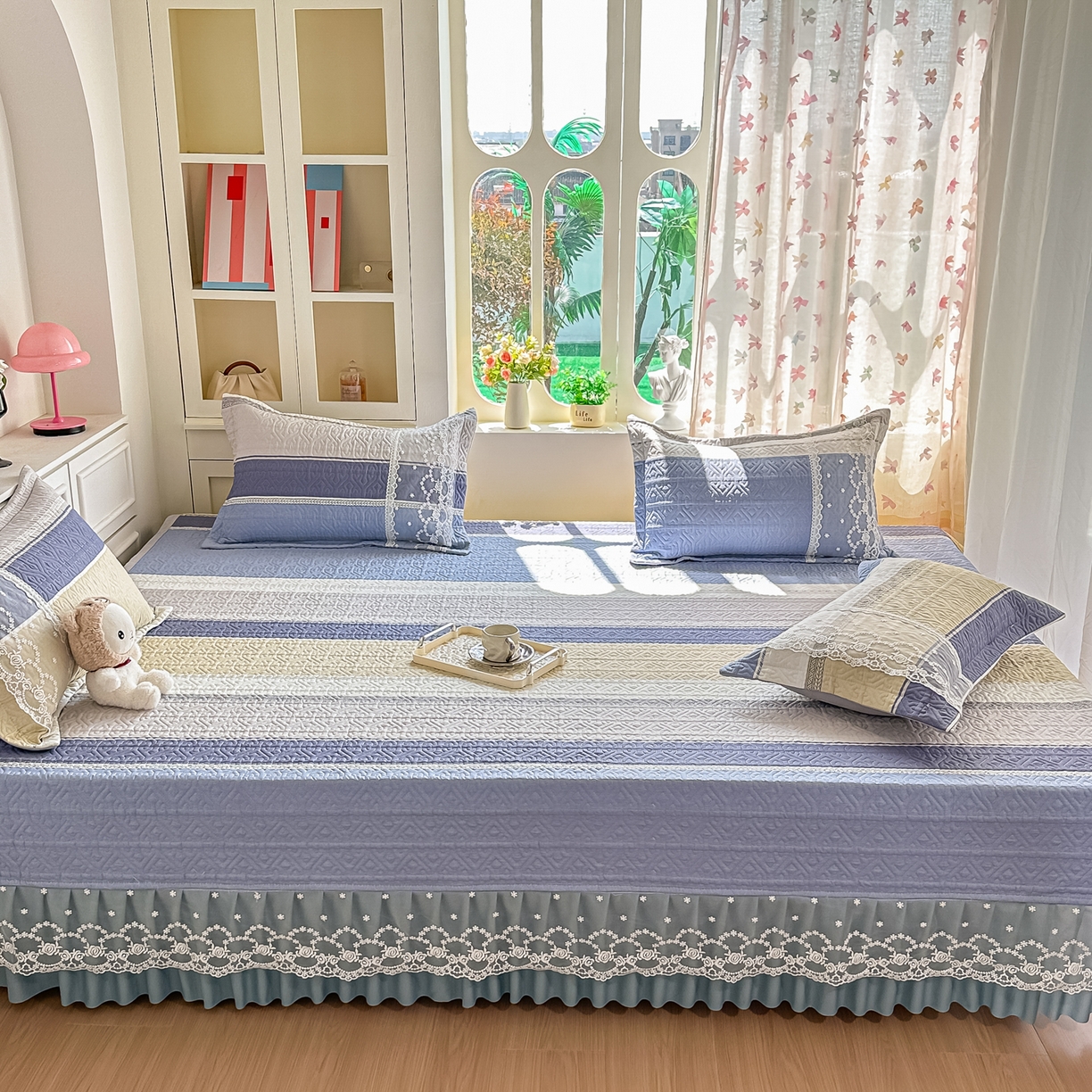 91家纺网 家纺一手货源 找家纺 手艺人家纺 2026新款四季通用榻榻米纯棉床盖专用防滑夹棉绗缝床单坑盖炕罩垫子可机洗定制 格古吉亚