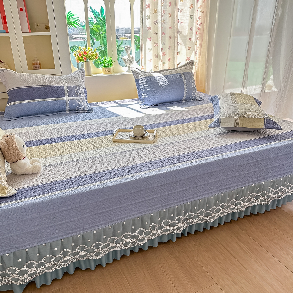 91家纺网 家纺一手货源 找家纺 手艺人家纺 2026新款四季通用榻榻米纯棉床盖专用防滑夹棉绗缝床单坑盖炕罩垫子可机洗定制 格古吉亚