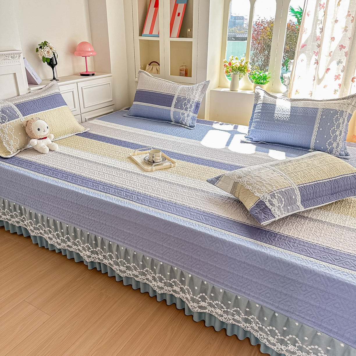 91家纺网 家纺一手货源 找家纺 手艺人家纺 2026新款四季通用榻榻米纯棉床盖专用防滑夹棉绗缝床单坑盖炕罩垫子可机洗定制 格古吉亚