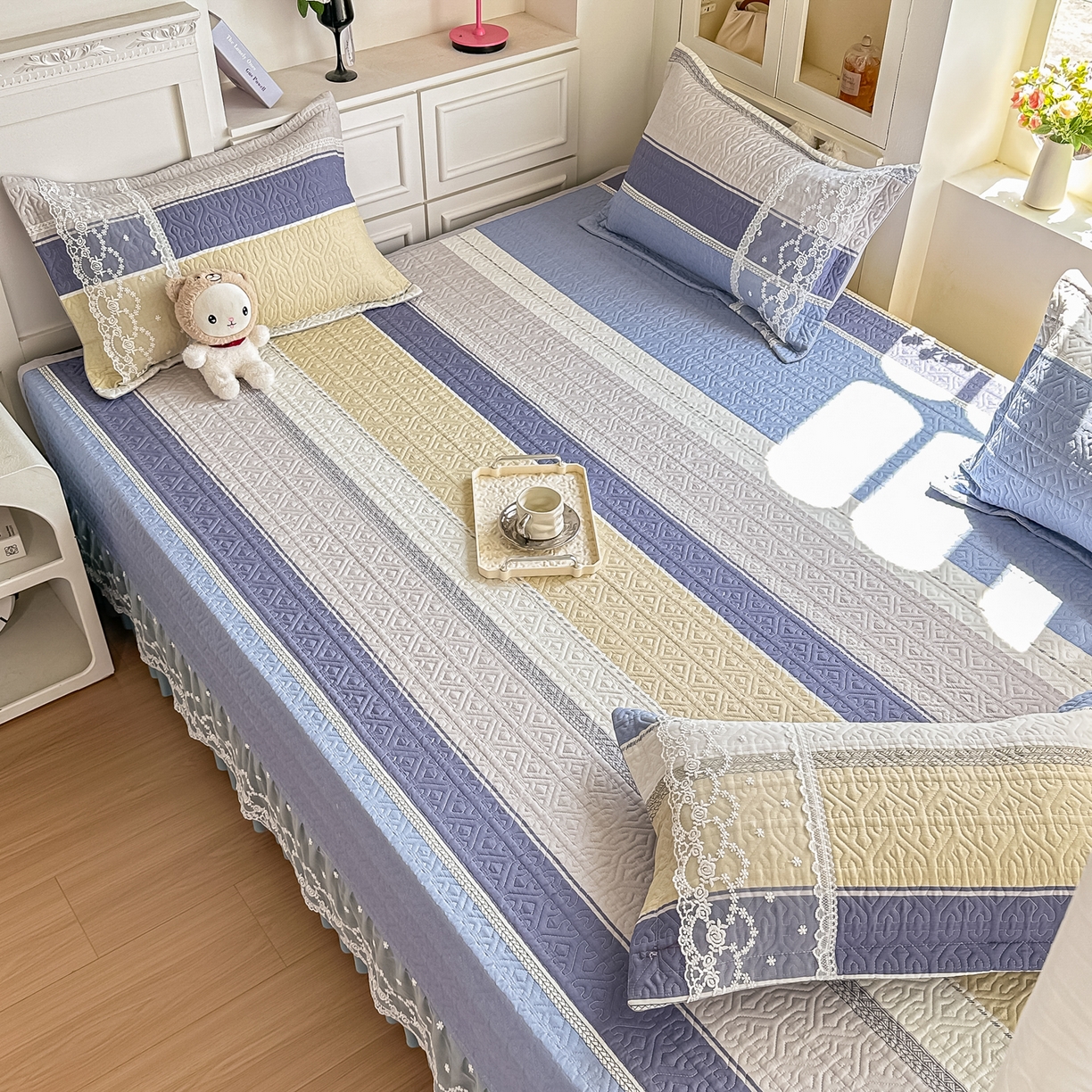 91家纺网 家纺一手货源 找家纺 手艺人家纺 2026新款四季通用榻榻米纯棉床盖专用防滑夹棉绗缝床单坑盖炕罩垫子可机洗定制 格古吉亚