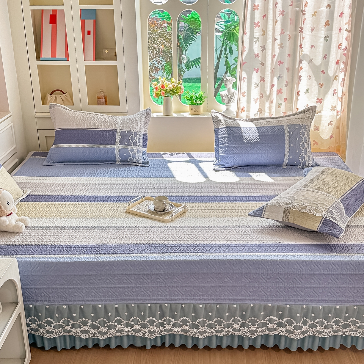 91家纺网 家纺一手货源 找家纺 手艺人家纺 2026新款四季通用榻榻米纯棉床盖专用防滑夹棉绗缝床单坑盖炕罩垫子可机洗定制 格古吉亚