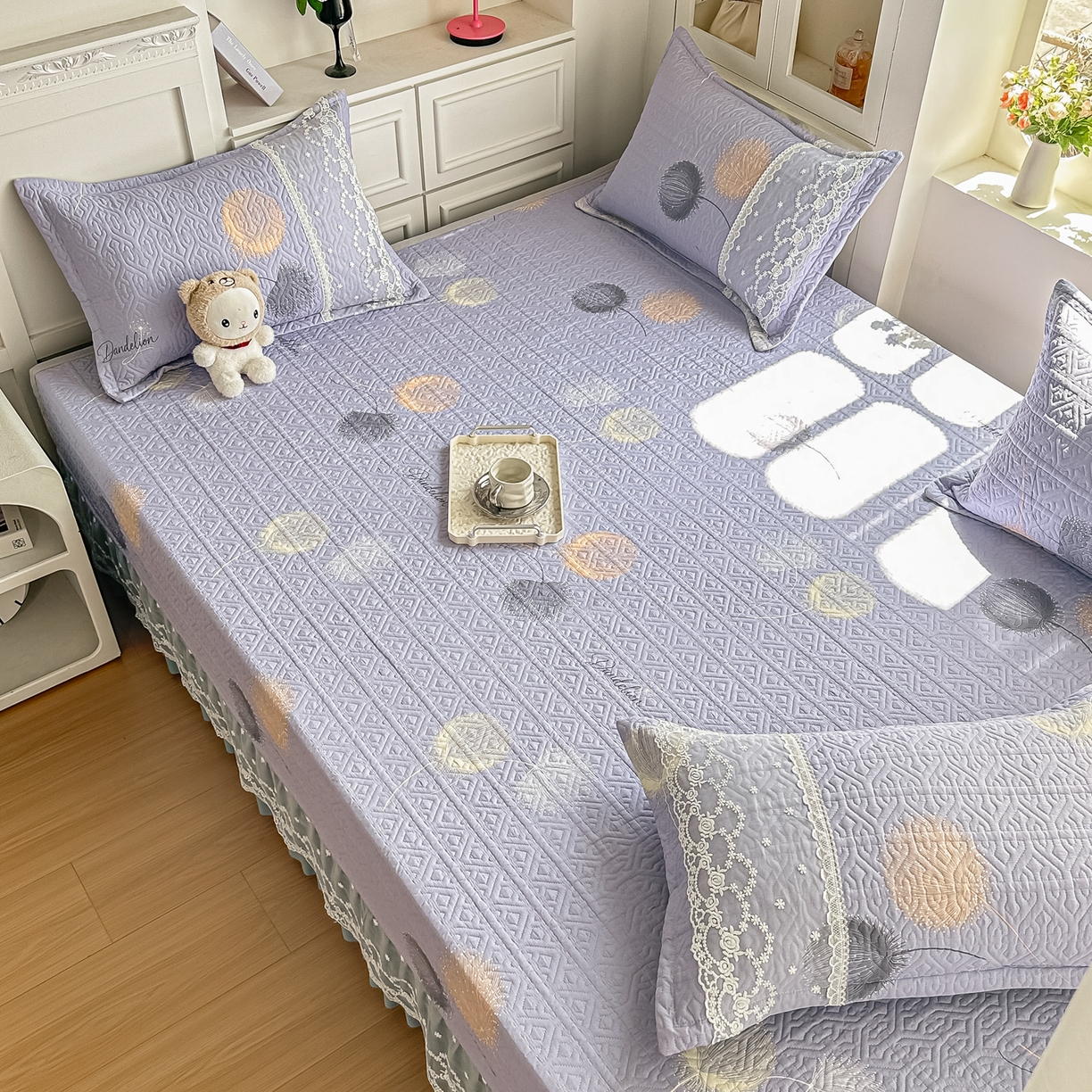 91家纺网 家纺一手货源 找家纺 手艺人家纺 2026新款四季通用榻榻米纯棉床盖专用防滑夹棉绗缝床单坑盖炕罩垫子可机洗定制 漫沙华紫