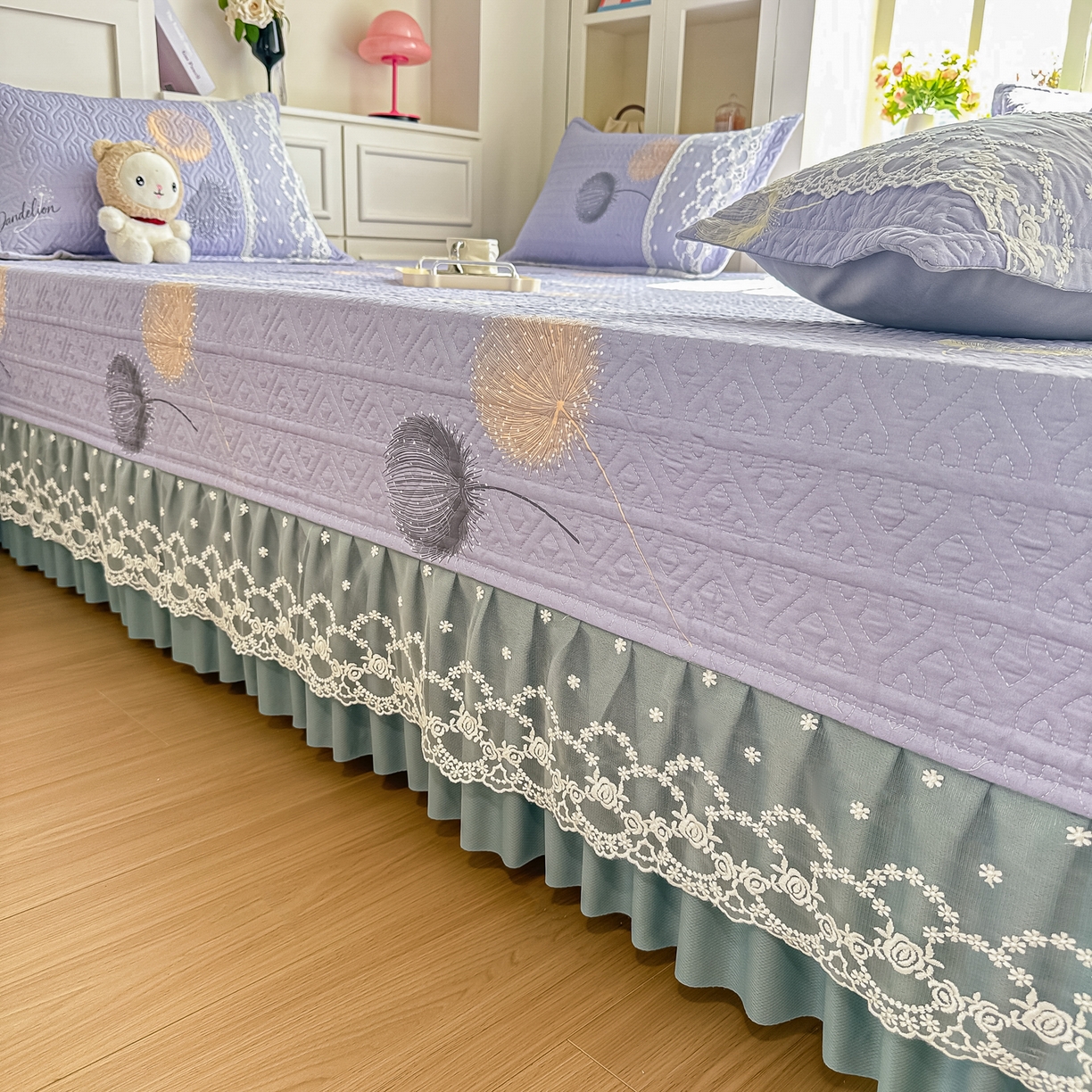 91家纺网 家纺一手货源 找家纺 手艺人家纺 2026新款四季通用榻榻米纯棉床盖专用防滑夹棉绗缝床单坑盖炕罩垫子可机洗定制 漫沙华紫