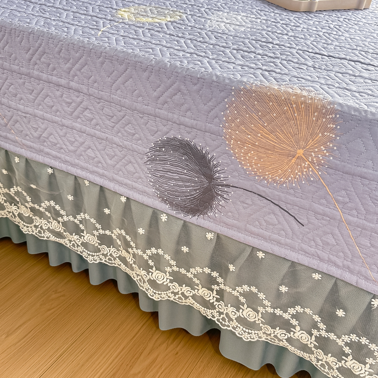 91家纺网 家纺一手货源 找家纺 手艺人家纺 2026新款四季通用榻榻米纯棉床盖专用防滑夹棉绗缝床单坑盖炕罩垫子可机洗定制 漫沙华紫