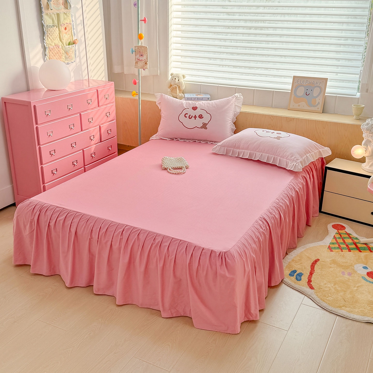 91家纺网 家纺一手货源 找家纺 玉元坊 2026新款儿童女孩卡通全棉纯棉花边被套床单床笠床裙三四件套床品 蛋糕公主