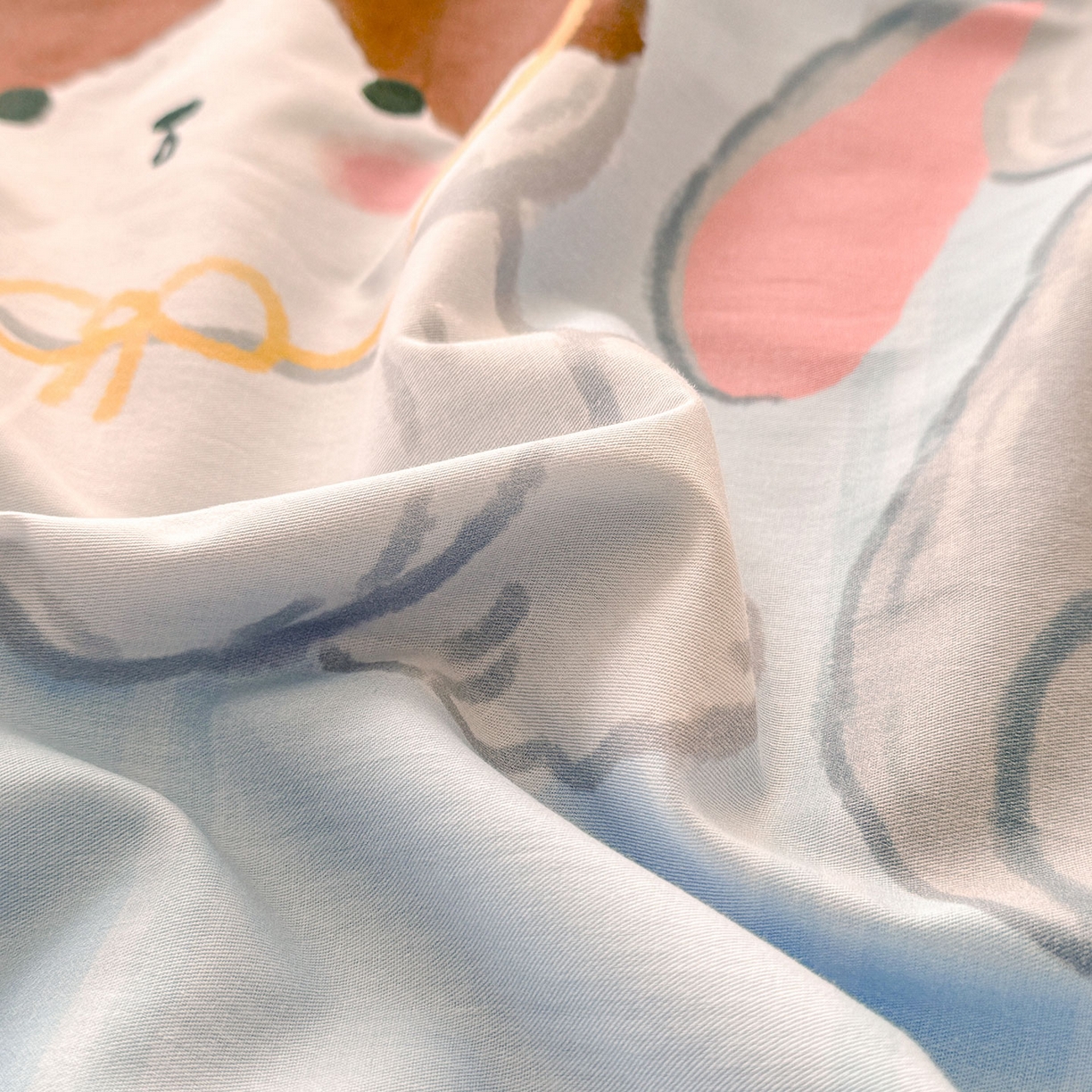 91家纺网 家纺一手货源 找家纺 玉元坊 2026新款儿童女孩卡通全棉纯棉花边被套床单床笠床裙三四件套床品 兔子伙伴