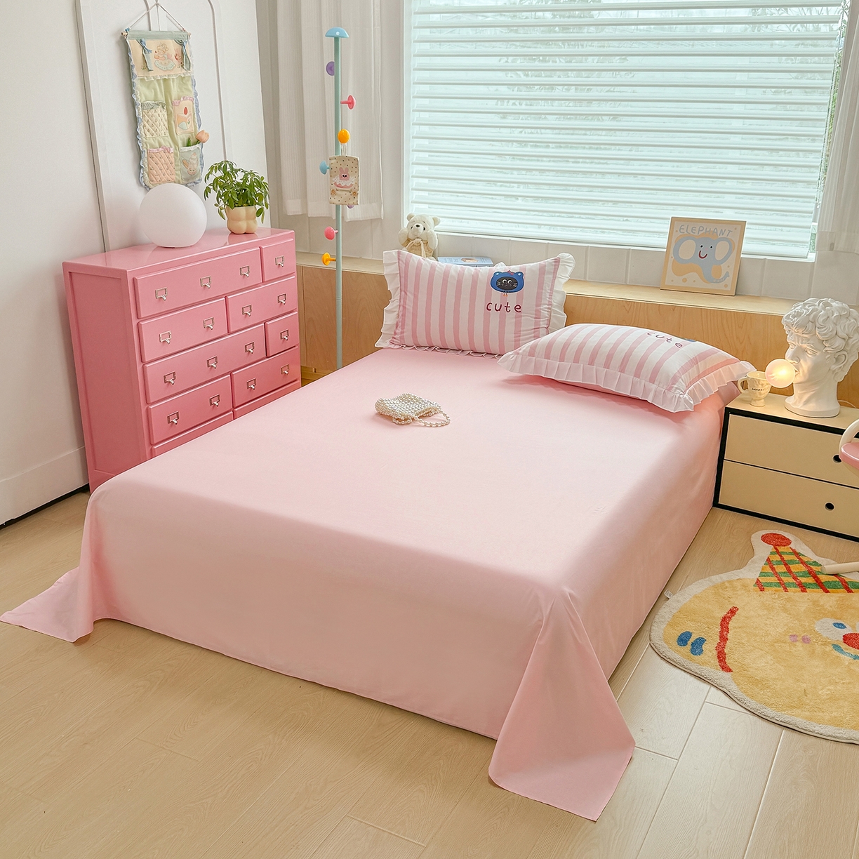 91家纺网 家纺一手货源 找家纺 玉元坊 2026新款儿童女孩卡通全棉纯棉花边被套床单床笠床裙三四件套床品 小黑猫