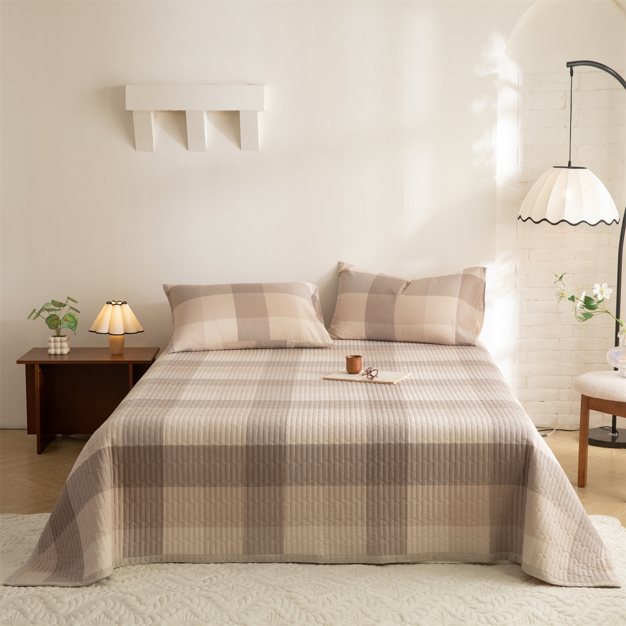 （总）棉小二 2024新款双面全棉色织水洗棉床盖三四件套