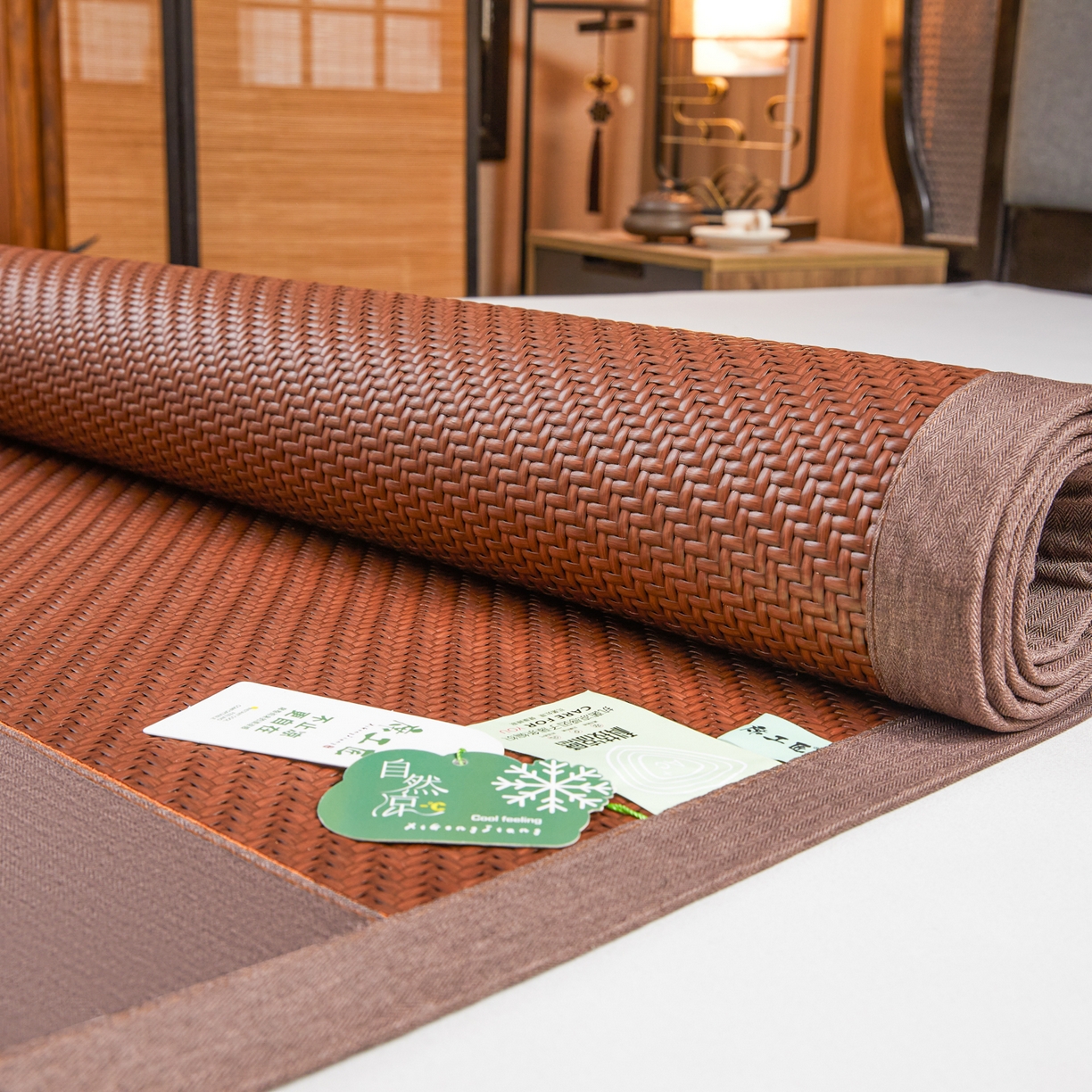 91家纺网 家纺一手货源 找家纺 （总）森璐家纺 2026新款高级刺绣复合PE藤席单藤席好品质PE藤席凉席席子三件套