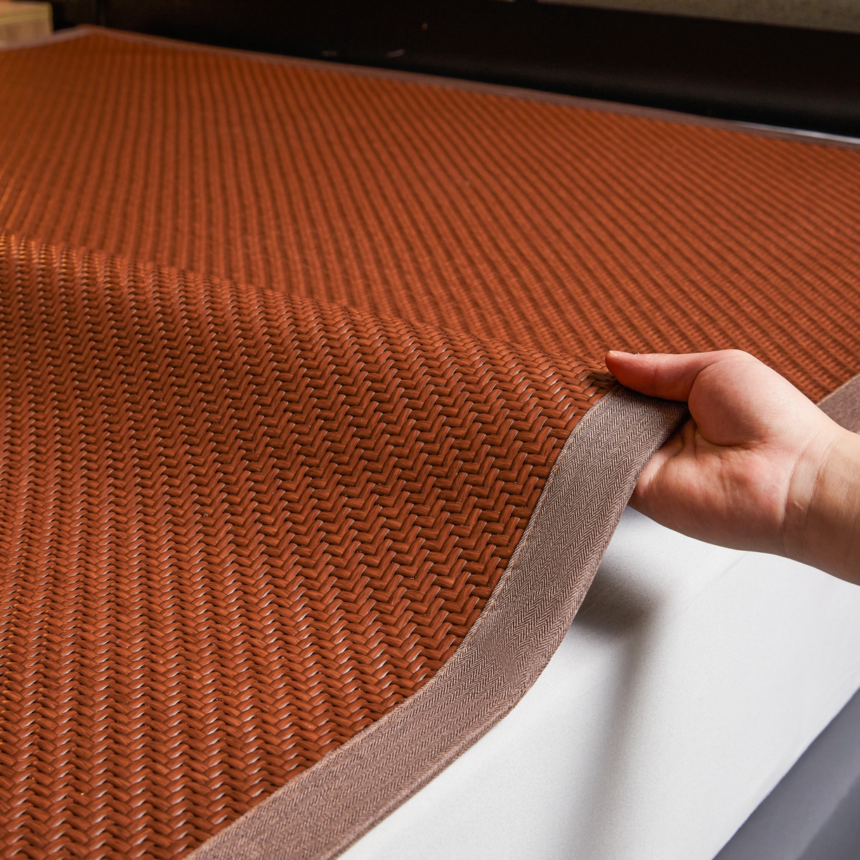 91家纺网 家纺一手货源 找家纺 （总）森璐家纺 2026新款高级刺绣复合PE藤席单藤席好品质PE藤席凉席席子三件套