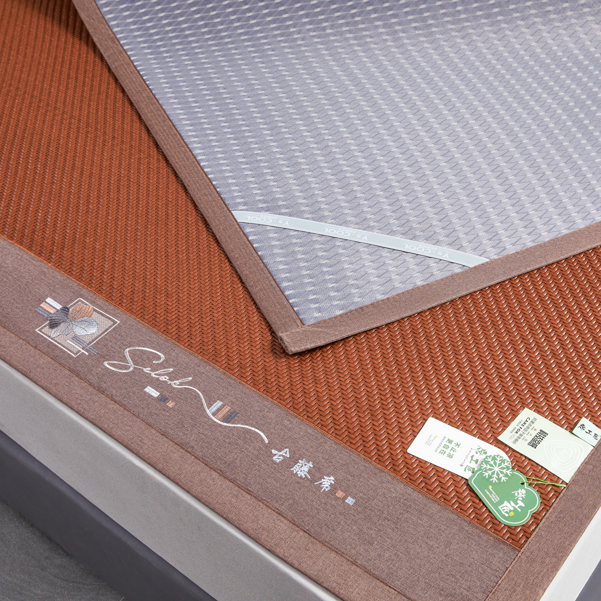 91家纺网 家纺一手货源 找家纺 （总）森璐家纺 2026新款高级刺绣复合PE藤席单藤席好品质PE藤席凉席席子三件套