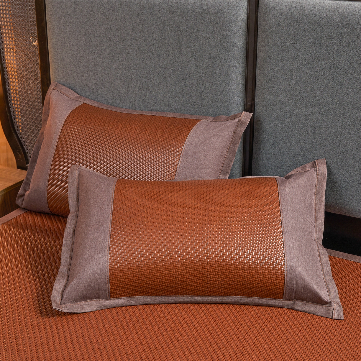 91家纺网 家纺一手货源 找家纺 （总）森璐家纺 2026新款高级刺绣复合PE藤席单藤席好品质PE藤席凉席席子三件套