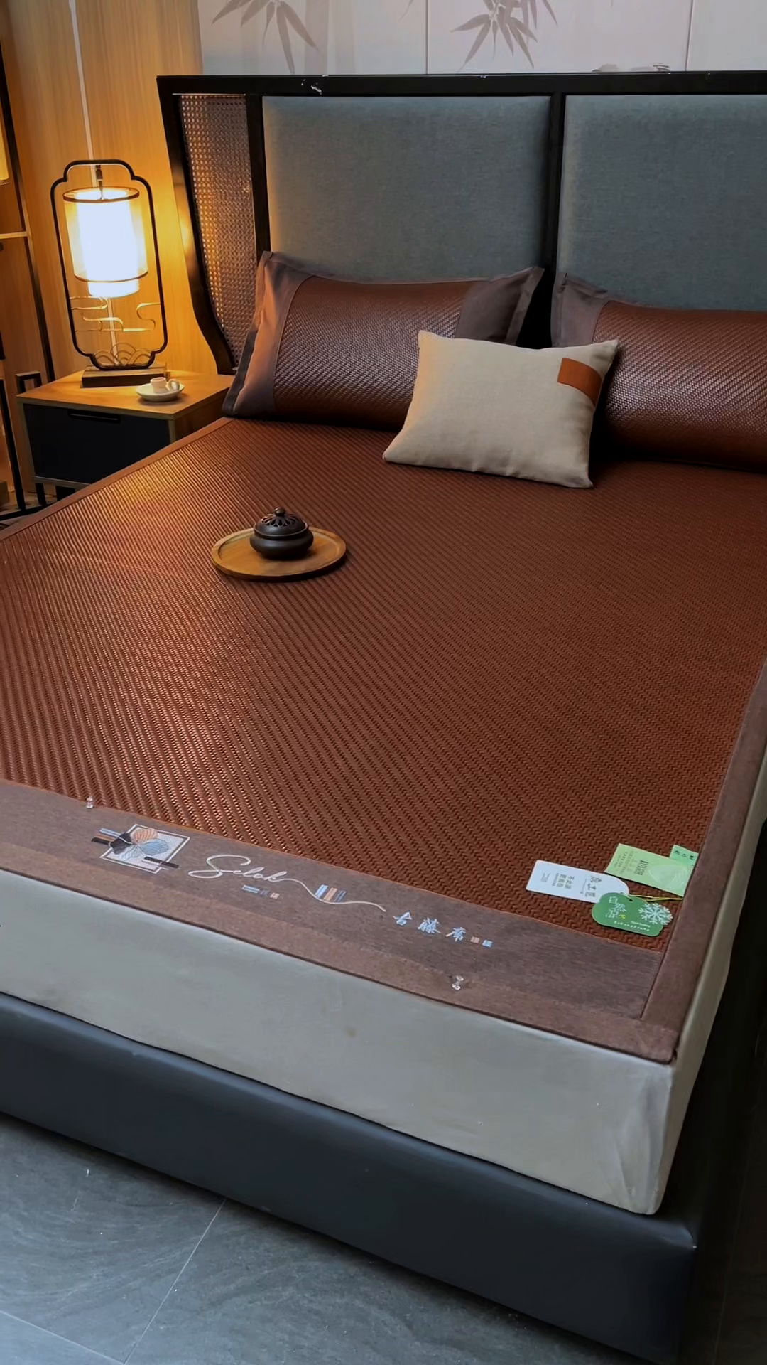 91家纺网 家纺一手货源 找家纺 （总）森璐家纺 2026新款高级刺绣复合PE藤席单藤席好品质PE藤席凉席席子三件套