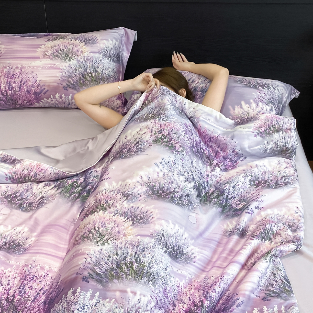 91家纺网 家纺一手货源 找家纺 （总）新方向 2026数码印花A类20%蚕丝天丝棉夏被四件套 65%60s兰精天丝 35%100支长绒棉-薰衣草