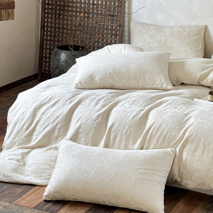 91家纺网 家纺一手货源 找家纺 乐家毛巾被（工厂自产自销） 2026新款棉麻提花四件套 棉麻-芙蓉