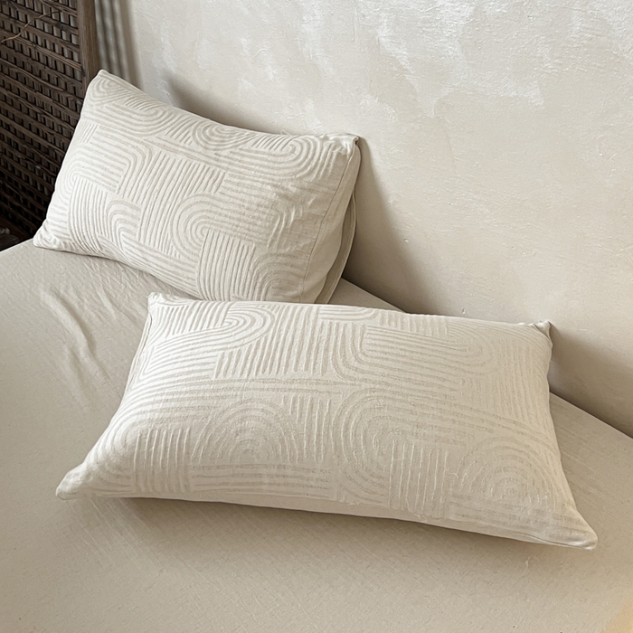 91家纺网 家纺一手货源 找家纺 乐家毛巾被（工厂自产自销） 2026新款棉麻提花四件套 棉麻-拱门